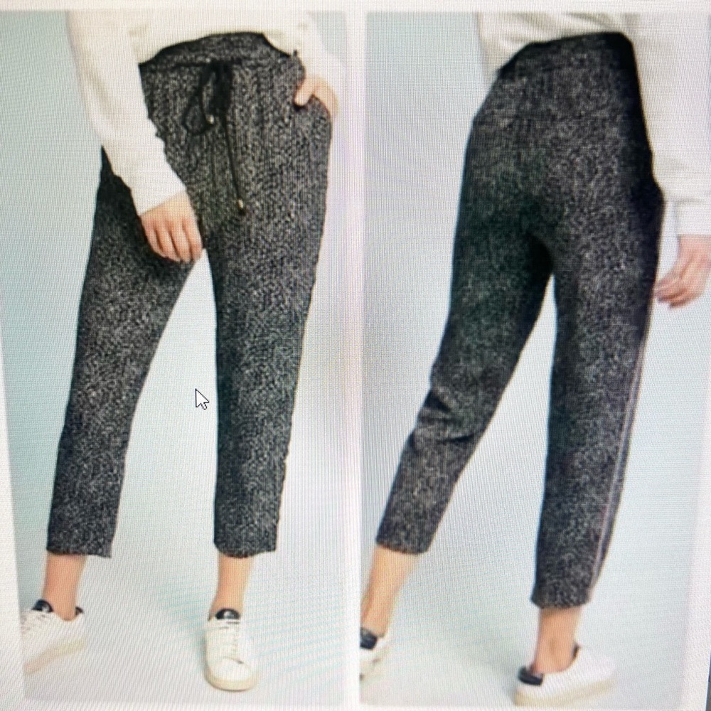 Anthropologie Ett:Twa Joggers Pant  Black White Ribbon Side Hem SZ S EUC